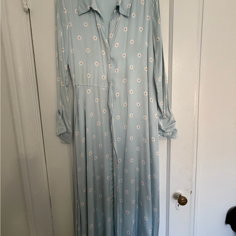STINE GOYA Sky Blue Floral Long Sleeve Dress